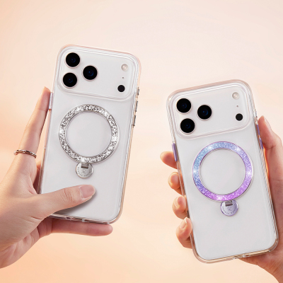 Apple iPhone 17 Pro Max Kılıf M-safe Şarj Özellikli Simli Standlı Pynana Dancing Circle Trendy Serisi Kapak - 9