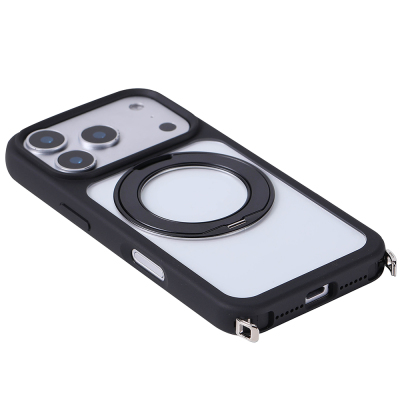 Apple iPhone 17 Pro Max Kılıf M-Safe Şarj Özellikli Standlı Zore Piza Silikon Kapak - 5