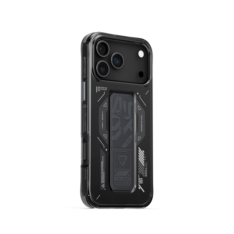 Apple iPhone 17 Pro Max Kılıf M-safe Şarj Özellikli Teknoloji Desenli Skinarma Helio Mag Charge Standlı Kapak - 8