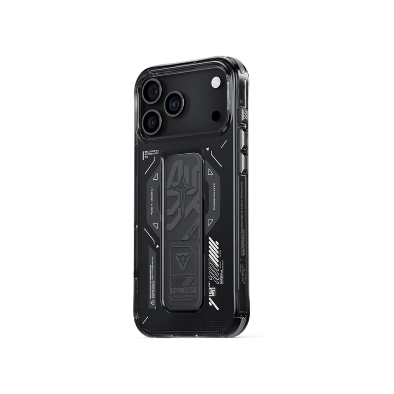 Apple iPhone 17 Pro Max Kılıf M-safe Şarj Özellikli Teknoloji Desenli Skinarma Helio Mag Charge Standlı Kapak - 9
