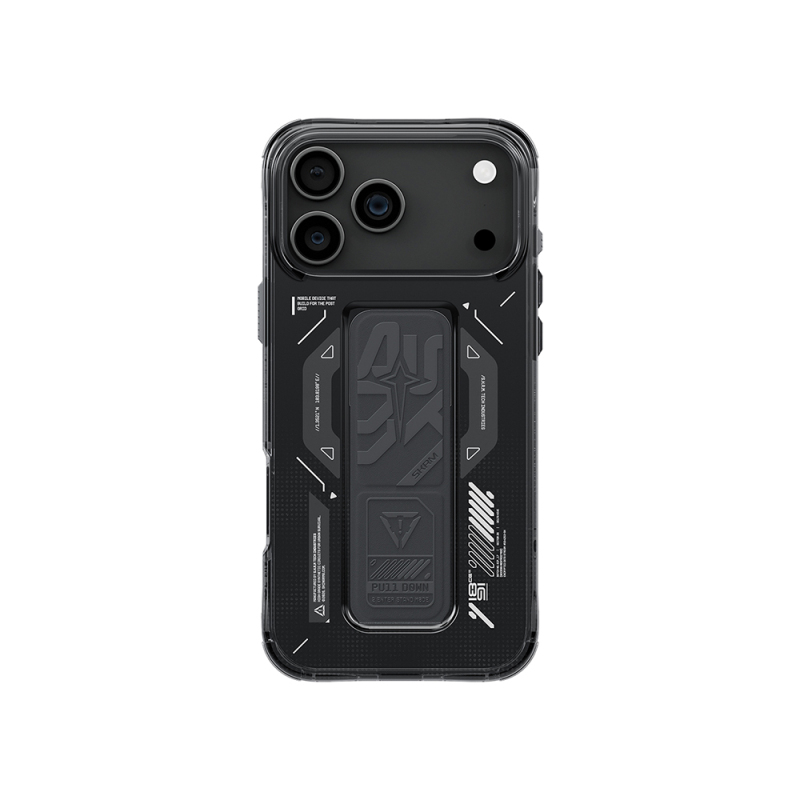Apple iPhone 17 Pro Max Kılıf M-safe Şarj Özellikli Teknoloji Desenli Skinarma Helio Mag Charge Standlı Kapak - 3