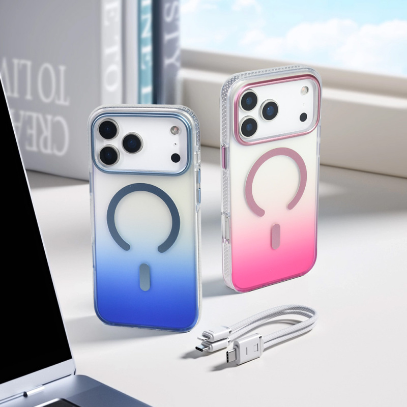 Apple iPhone 17 Pro Max Kılıf M-safe Şarj Özellikli Transparan Renk Geçişli Zore Toros Kapak - 22