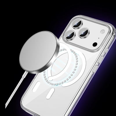 Apple iPhone 17 Pro Max Kılıf M-safe Şarj Özellikli Transparan Sert PC Wlons Pita Kapak - 8