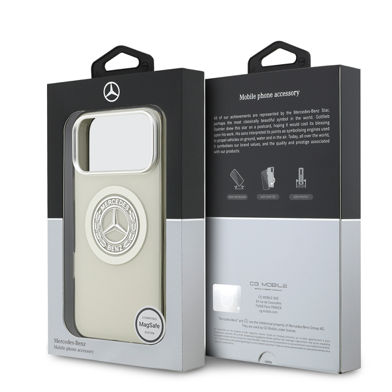 Apple iPhone 17 Pro Max Kılıf Mercedes Benz Orjinal Lisanslı M-safe Şarj Özellikli Çift Katmanlı PC Nostaljik Yıldız Dizayn Kapak - 32