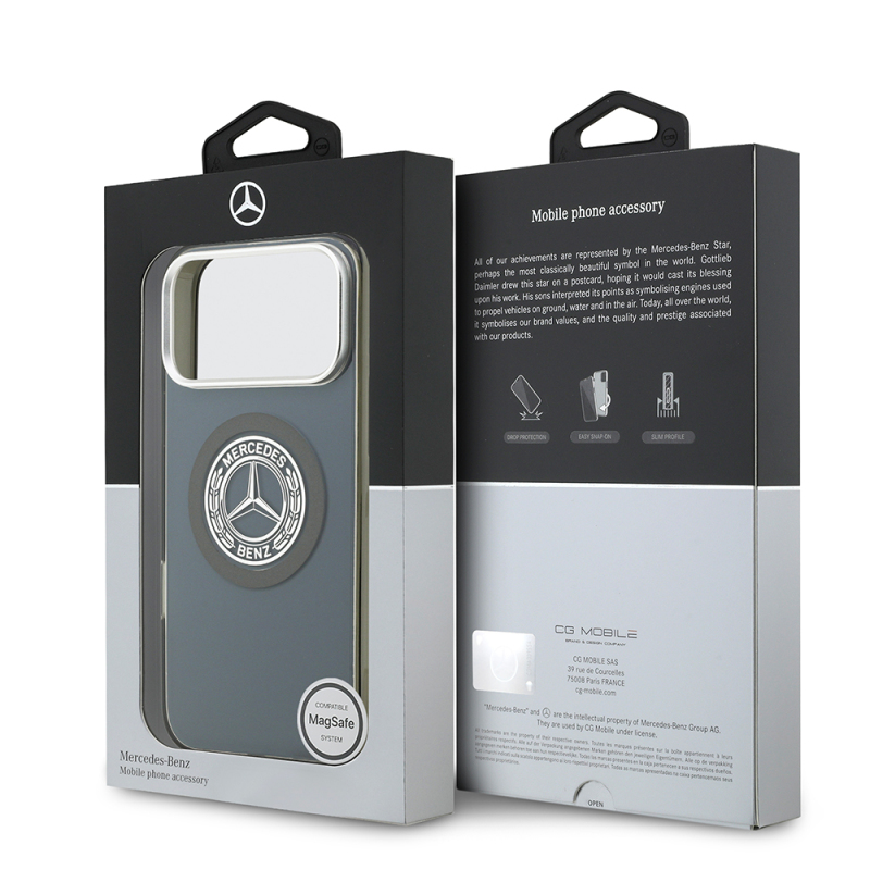 Apple iPhone 17 Pro Max Kılıf Mercedes Benz Orjinal Lisanslı M-safe Şarj Özellikli Çift Katmanlı PC Nostaljik Yıldız Dizayn Kapak - 33