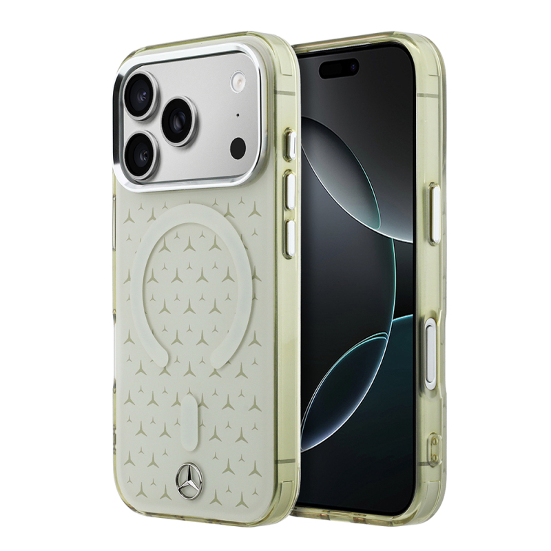 Apple iPhone 17 Pro Max Kılıf Mercedes Benz Orjinal Lisanslı M-Safe Şarj Özellikli Çift Katmanlı Yıldız Desenli Dizayn Kapak - 1