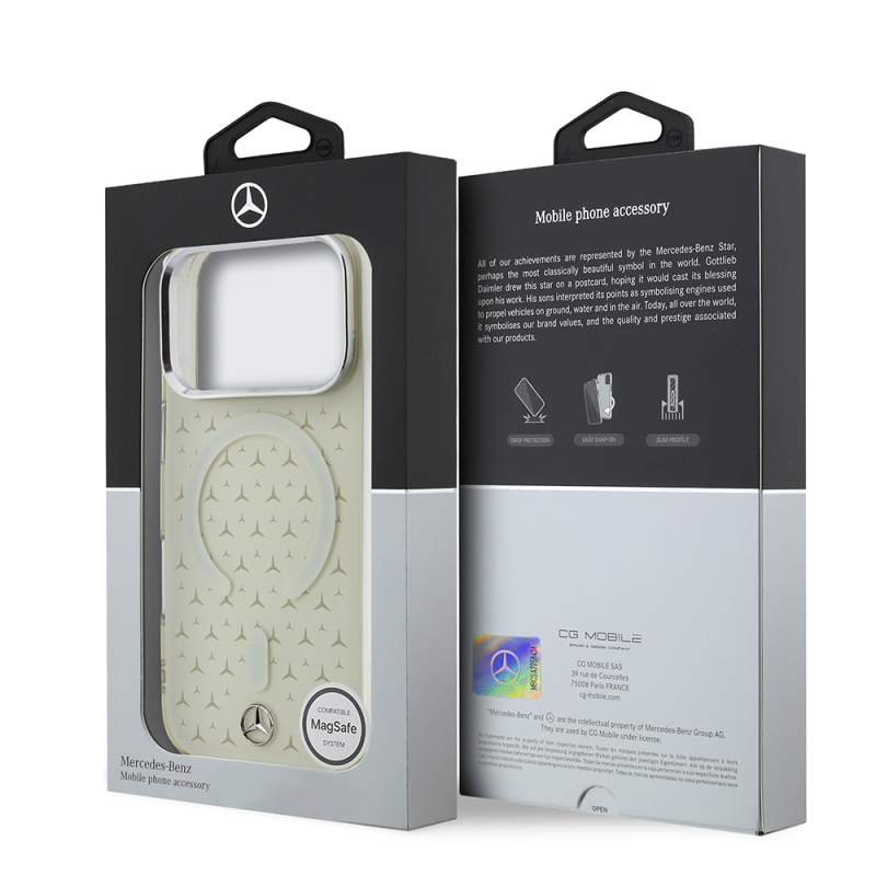 Apple iPhone 17 Pro Max Kılıf Mercedes Benz Orjinal Lisanslı M-Safe Şarj Özellikli Çift Katmanlı Yıldız Desenli Dizayn Kapak - 8