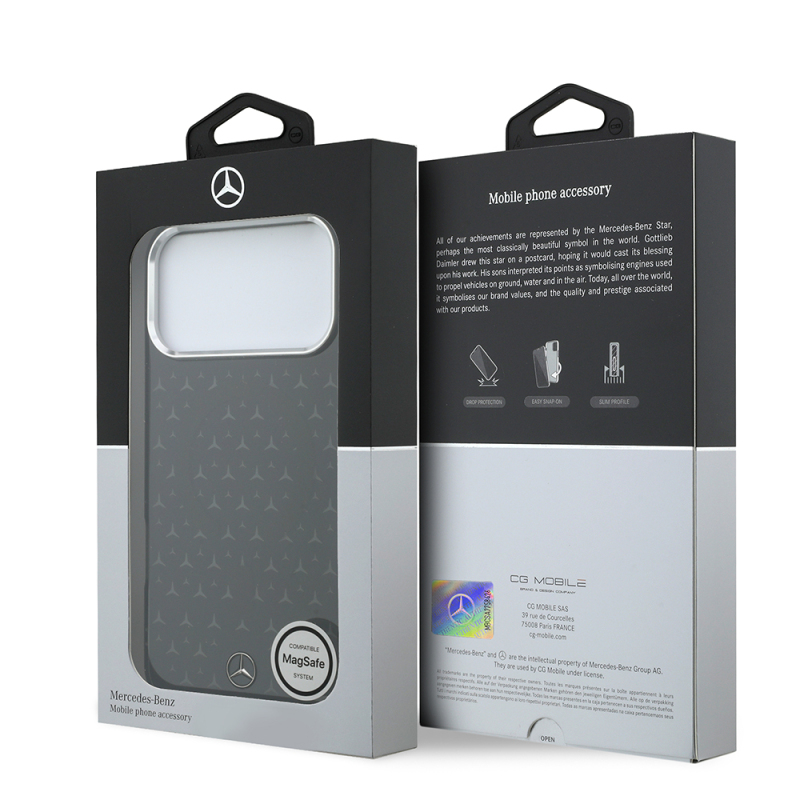 Apple iPhone 17 Pro Max Kılıf Mercedes Benz Orjinal Lisanslı M-Safe Şarj Özellikli Çift Katmanlı Yıldız Desenli Dizayn Kapak - 16