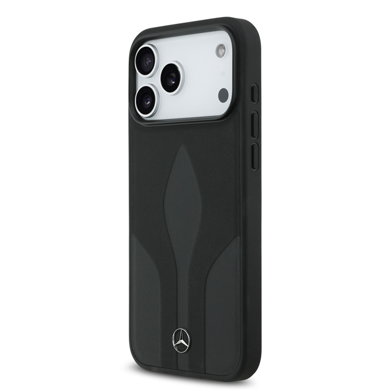 Apple iPhone 17 Pro Max Kılıf Mercedes Benz Orjinal Lisanslı M-safe Şarj Özellikli Dokulu Desenli Deri Kapak - 3