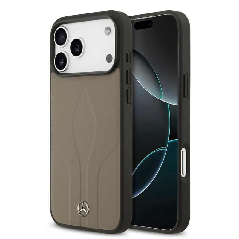 Apple iPhone 17 Pro Max Kılıf Mercedes Benz Orjinal Lisanslı M-safe Şarj Özellikli Dokulu Desenli Deri Kapak - 3