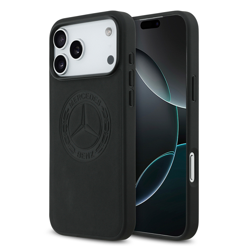 Apple iPhone 17 Pro Max Kılıf Mercedes Benz Orjinal Lisanslı M-safe Şarj Özellikli Hakiki Deri Nostaljik Yıldız Dizayn Kapak - 1