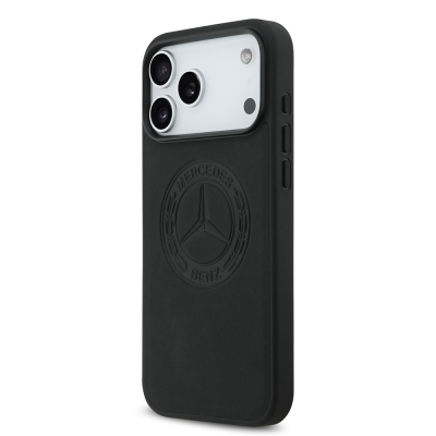 Apple iPhone 17 Pro Max Kılıf Mercedes Benz Orjinal Lisanslı M-safe Şarj Özellikli Hakiki Deri Nostaljik Yıldız Dizayn Kapak - 3