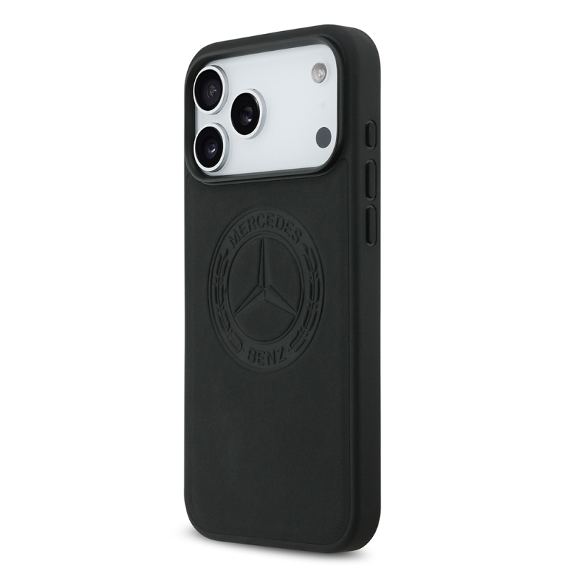 Apple iPhone 17 Pro Max Kılıf Mercedes Benz Orjinal Lisanslı M-safe Şarj Özellikli Hakiki Deri Nostaljik Yıldız Dizayn Kapak - 3