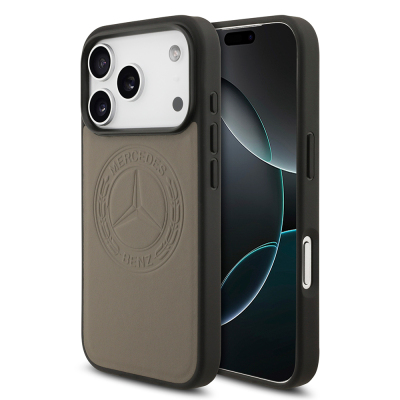 Apple iPhone 17 Pro Max Kılıf Mercedes Benz Orjinal Lisanslı M-safe Şarj Özellikli Hakiki Deri Nostaljik Yıldız Dizayn Kapak - 3