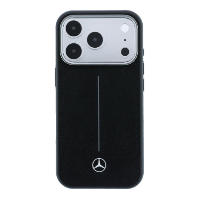 Apple iPhone 17 Pro Max Kılıf Mercedes Benz Orjinal Lisanslı M-safe Şarj Özellikli Metal Yıldız Logolu Çizgili Deri Kapak - 3
