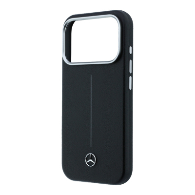 Apple iPhone 17 Pro Max Kılıf Mercedes Benz Orjinal Lisanslı M-safe Şarj Özellikli Metal Yıldız Logolu Çizgili Deri Kapak - 6