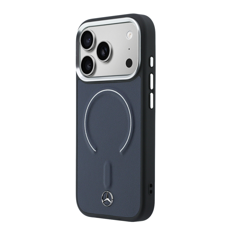 Apple iPhone 17 Pro Max Kılıf Mercedes Benz Orjinal Lisanslı M-safe Şarj Özellikli Metal Yıldız Logolu Kabartmalı Deri Kapak - 2