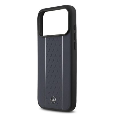 Apple iPhone 17 Pro Max Kılıf Mercedes Benz Orjinal Lisanslı M-safe Şarj Özellikli Şeritli Yıldız Desenli Metal Logolu Deri Kapak - 7