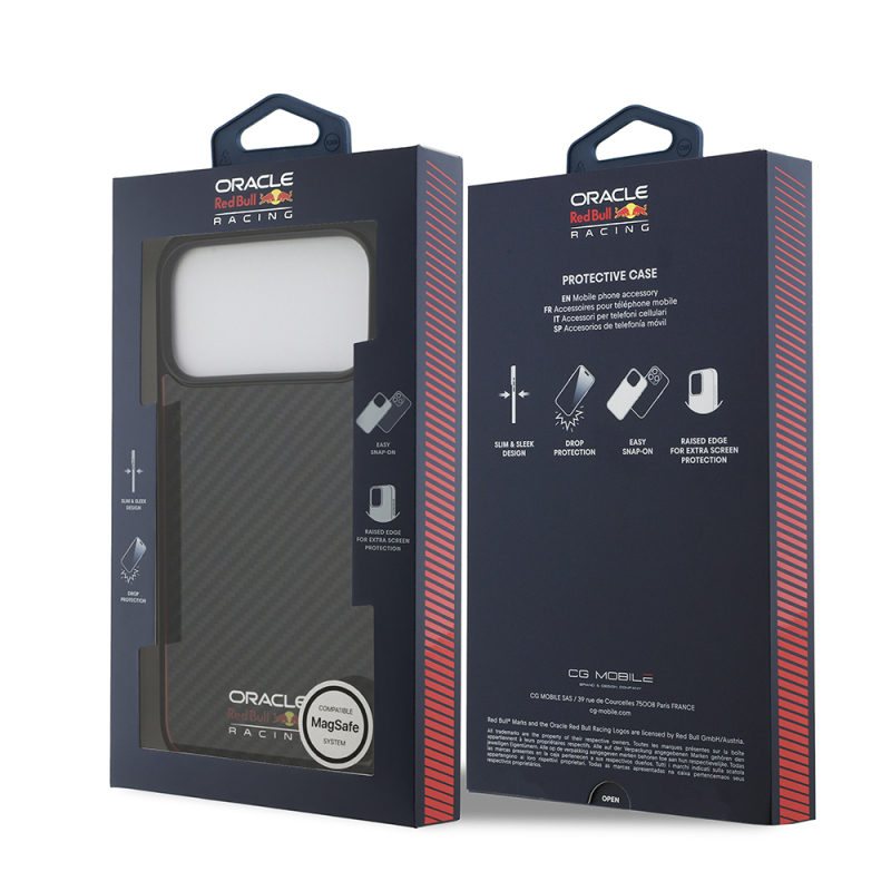 Apple iPhone 17 Pro Max Kılıf Redbull Orjinal Lisanslı M-safe Şarj Özellikli Karbon Fiber Parlayan Logolu Kapak - 9
