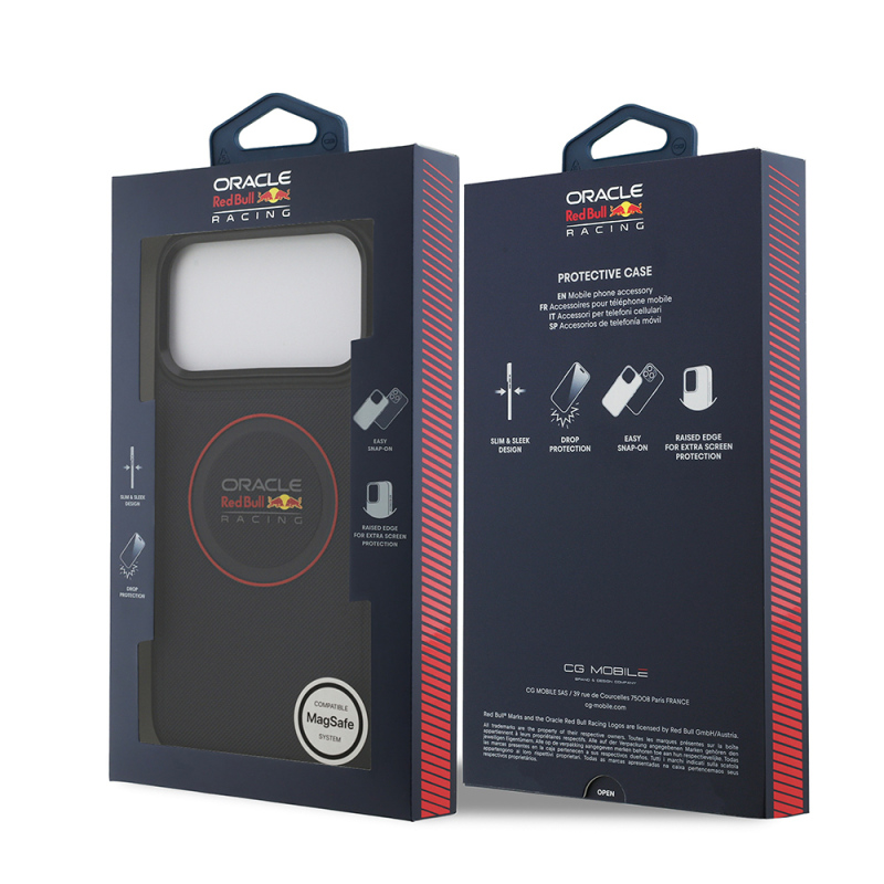 Apple iPhone 17 Pro Max Kılıf Redbull Orjinal Lisanslı M-safe Şarj Özellikli Kırmızı Halka ve Logo Kabartmalı PU Deri Kapak - 9