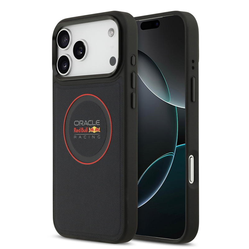 Apple iPhone 17 Pro Max Kılıf Redbull Orjinal Lisanslı M-safe Şarj Özellikli Kırmızı Halka ve Logo Kabartmalı PU Deri Kapak - 2