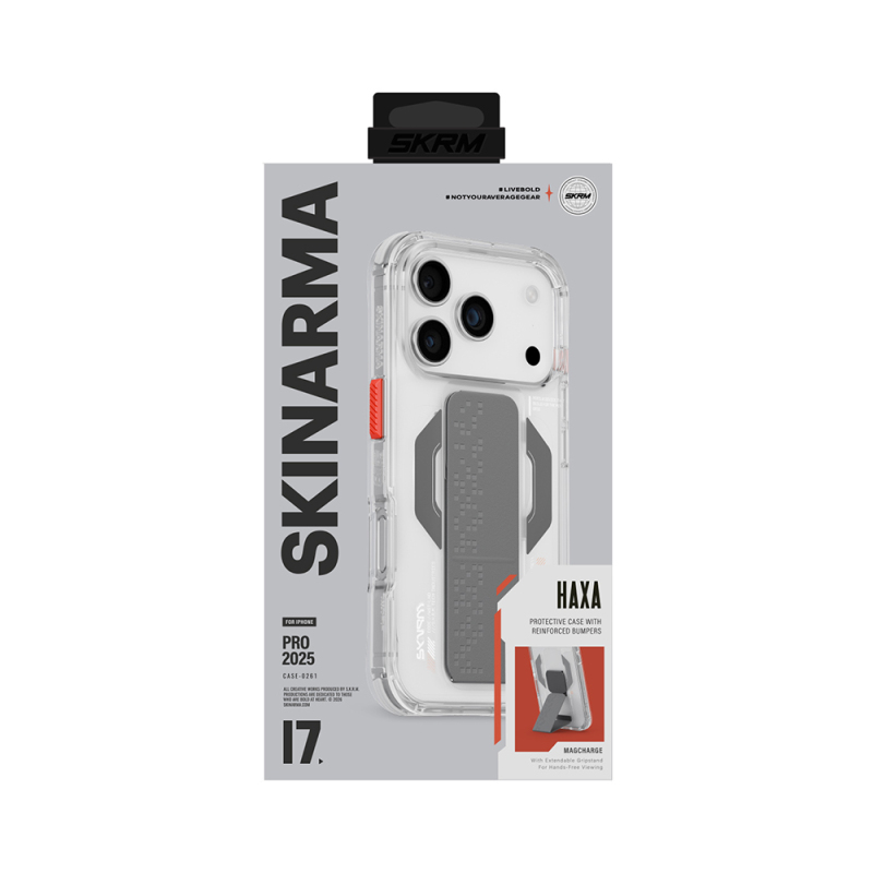 Apple iPhone 17 Pro Max Kılıf Skinarma M-Safe Şarj Özellikli Airbag Tasarımlı Standlı Haxa Kapak - 6