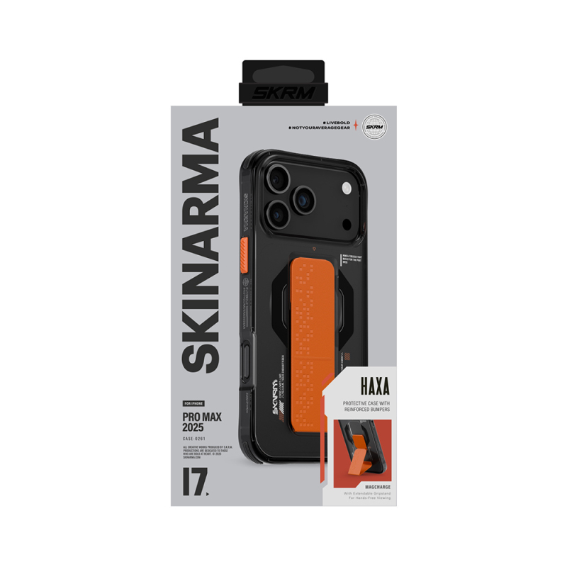 Apple iPhone 17 Pro Max Kılıf Skinarma M-Safe Şarj Özellikli Airbag Tasarımlı Standlı Haxa Kapak - 8