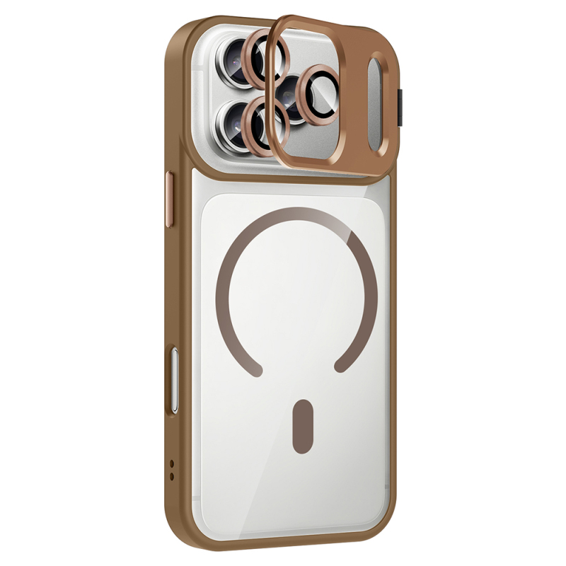 Apple iPhone 17 Pro Max Kılıf Standlı ve Kamera Lens Hediyeli M-Safe Şarj Özellikli Zore Etro Kapak - 13