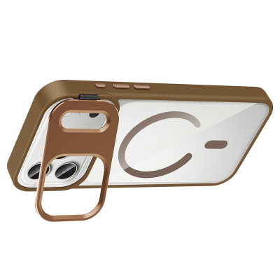 Apple iPhone 17 Pro Max Kılıf Standlı ve Kamera Lens Hediyeli M-Safe Şarj Özellikli Zore Etro Kapak - 20