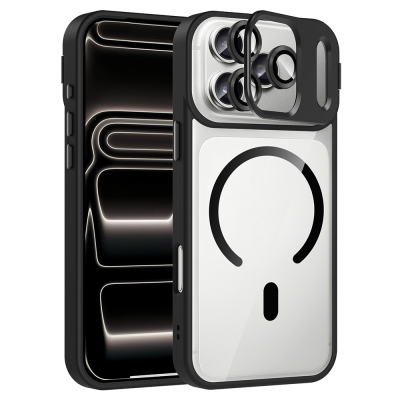 Apple iPhone 17 Pro Max Kılıf Standlı ve Kamera Lens Hediyeli M-Safe Şarj Özellikli Zore Etro Kapak - 8