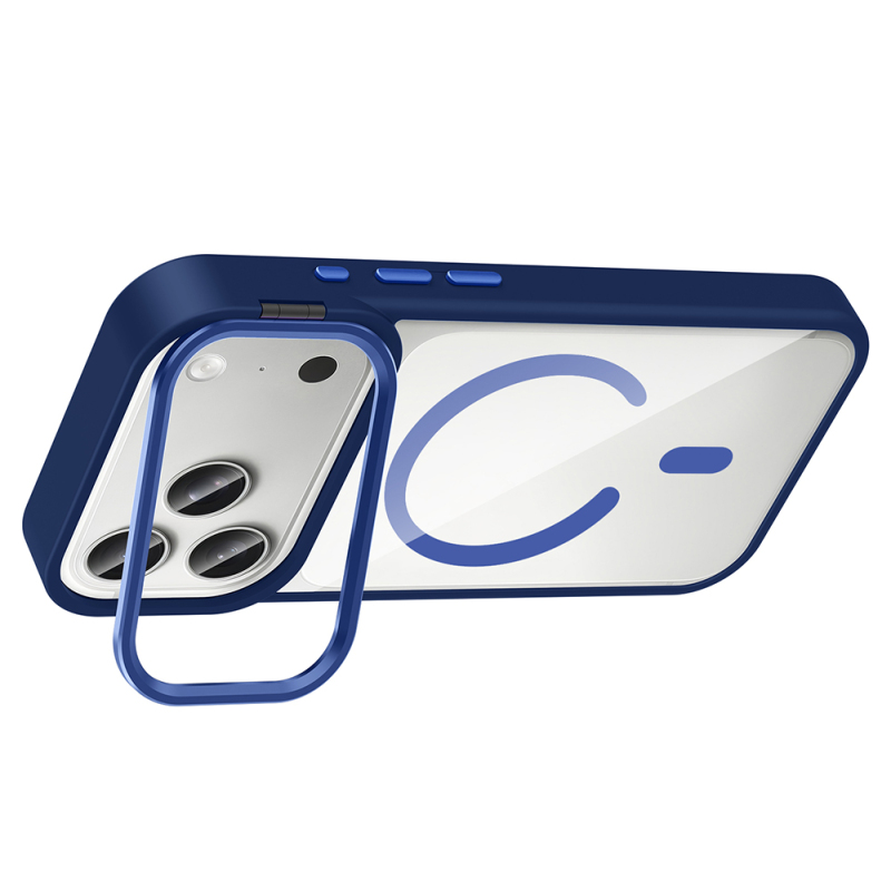 Apple iPhone 17 Pro Max Kılıf Standlı ve Kamera Lens Hediyeli M-Safe Şarj Özellikli Zore Etro Kapak - 17