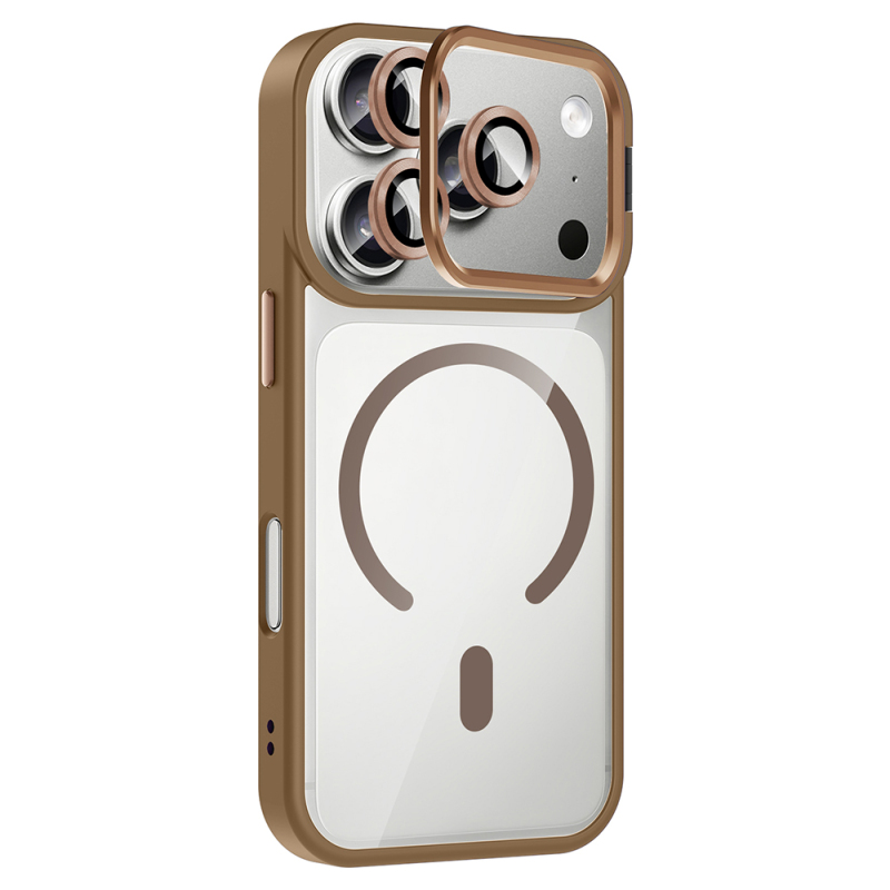 Apple iPhone 17 Pro Max Kılıf Standlı ve Kamera Lens Hediyeli M-Safe Şarj Özellikli Zore Etro Kapak - 11