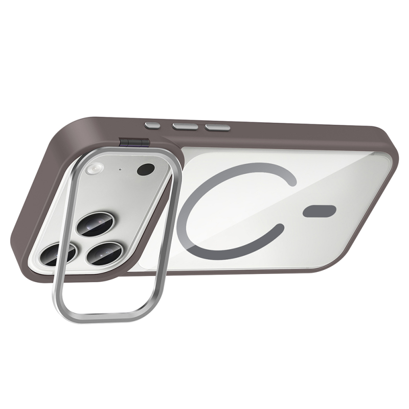 Apple iPhone 17 Pro Max Kılıf Standlı ve Kamera Lens Hediyeli M-Safe Şarj Özellikli Zore Etro Kapak - 20