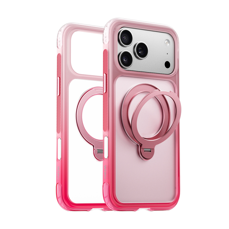 Apple iPhone 17 Pro Max Kılıf Wiwu AS-204 AeroShield Aurora Ultra Serisi M-safe Şarj Özellikli Airbag Tasarımlı Standlı Kapak - 3
