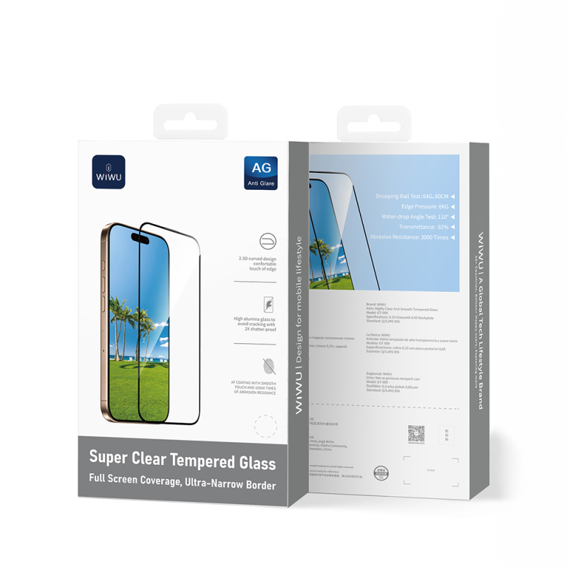 Apple iPhone 17 Pro Max Wiwu GT-009 Polymer Oleophobic Coating Transparent Smooth Tempered Glass Screen Protector - 3