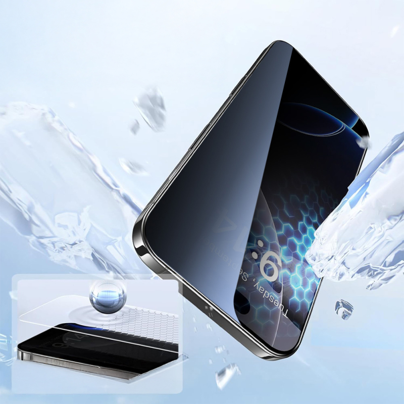 Apple iPhone 17 Pro Max Zore 2.5D Oliv Privacy Temperli Cam Ekran Koruyucu + Kolay Uygulama Aparatı - 9