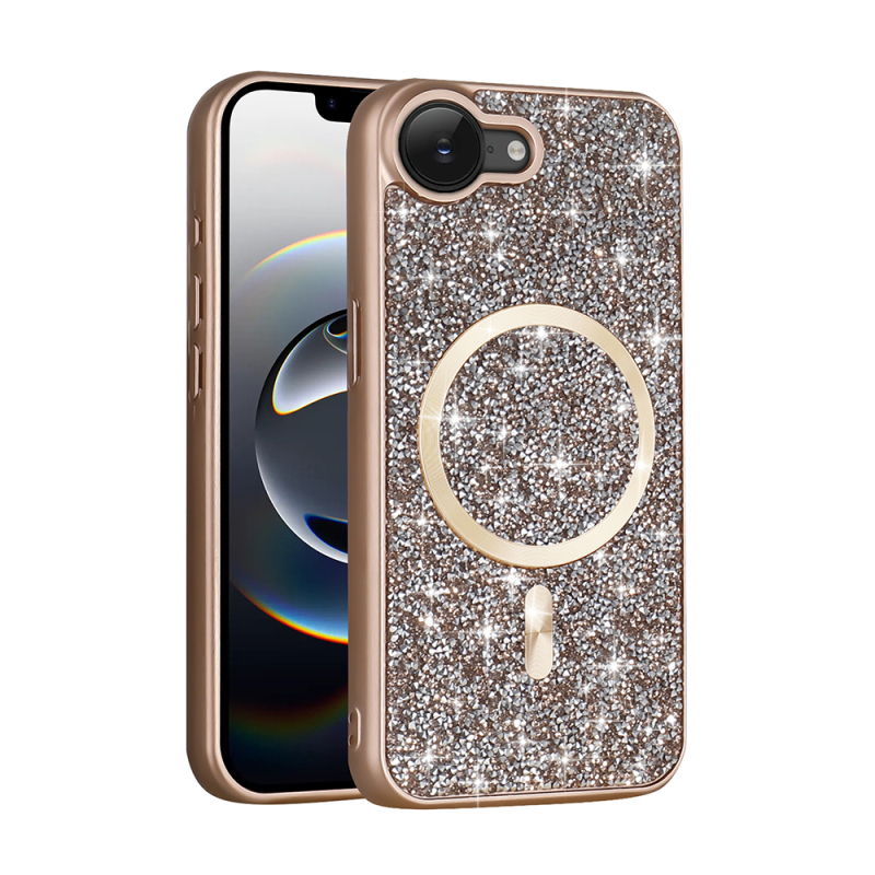 Apple iPhone 17E Case Diamond Design M-safe Charging Feature Zore Mosaic Silicone Cover - 9