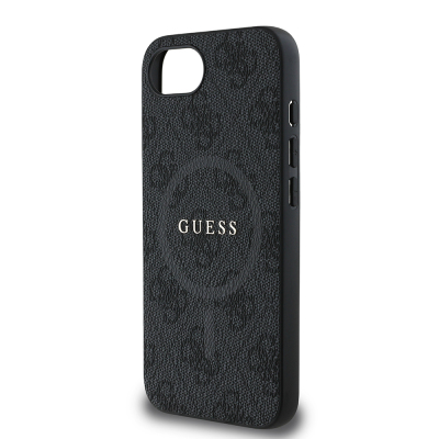 Apple iPhone 17E Case Guess Original Licensed M-safe Charging Enabled PU Ring 4G Patterned Text Logo Cover - 12