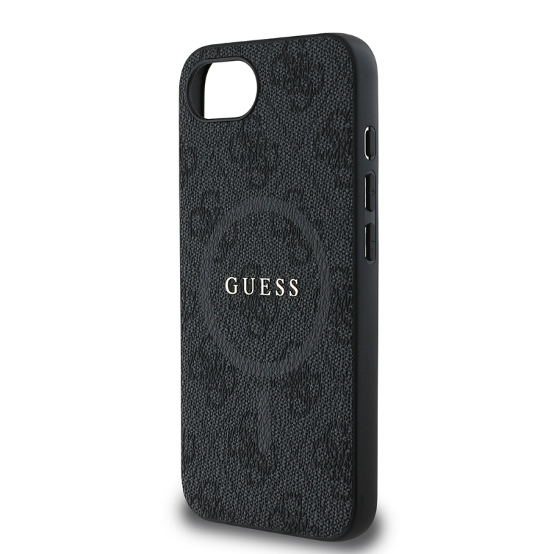 Apple iPhone 17E Case Guess Original Licensed M-safe Charging Enabled PU Ring 4G Patterned Text Logo Cover - 12