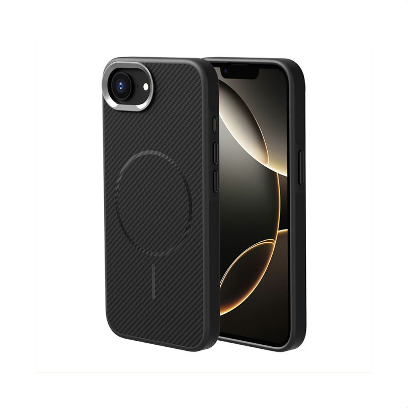 Apple iPhone 17E Case M-safe Charging Enabled Carbon Fiber Look Zore Troy Cover - 3