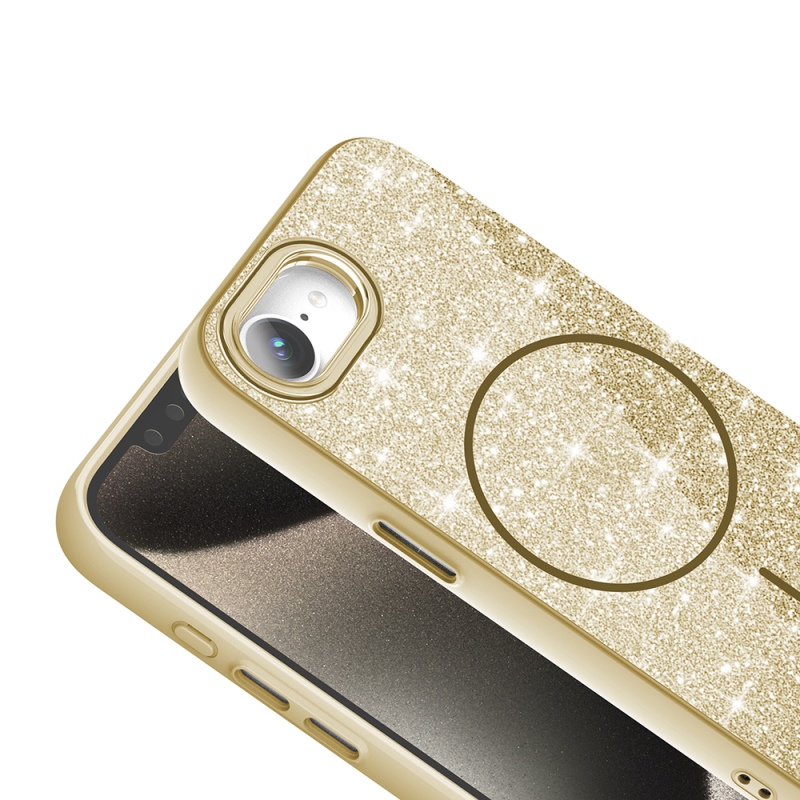 Apple iPhone 17E Case M-safe Charging Enabled Glowing Glitter Zore Okso Cover - 7