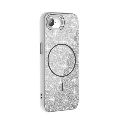 Apple iPhone 17E Case M-safe Charging Enabled Glowing Glitter Zore Okso Cover - 13