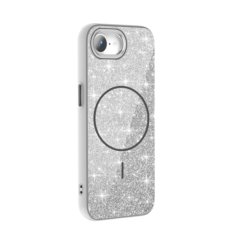 Apple iPhone 17E Case M-safe Charging Enabled Glowing Glitter Zore Okso Cover - 13