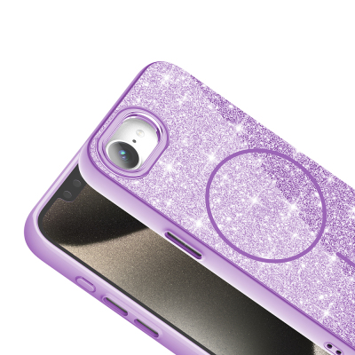 Apple iPhone 17E Case M-safe Charging Enabled Glowing Glitter Zore Okso Cover - 14