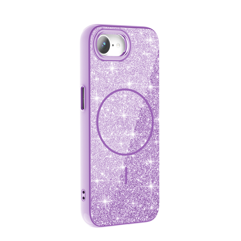 Apple iPhone 17E Case M-safe Charging Enabled Glowing Glitter Zore Okso Cover - 15