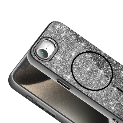 Apple iPhone 17E Case M-safe Charging Enabled Glowing Glitter Zore Okso Cover - 12