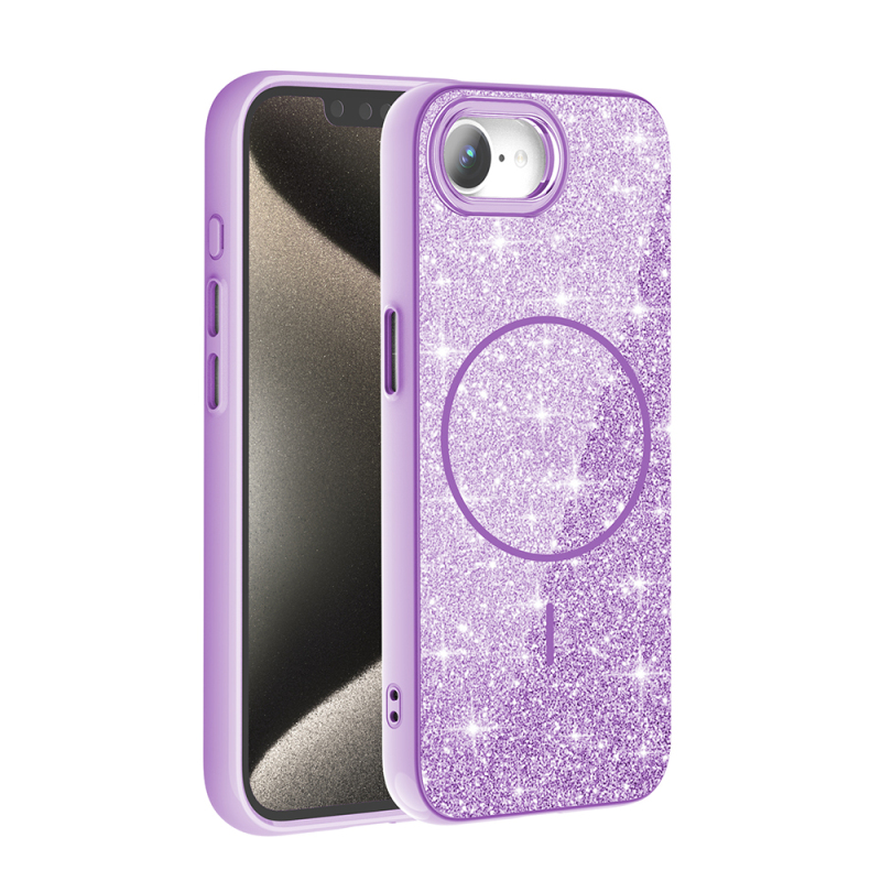 Apple iPhone 17E Case M-safe Charging Enabled Glowing Glitter Zore Okso Cover - 8