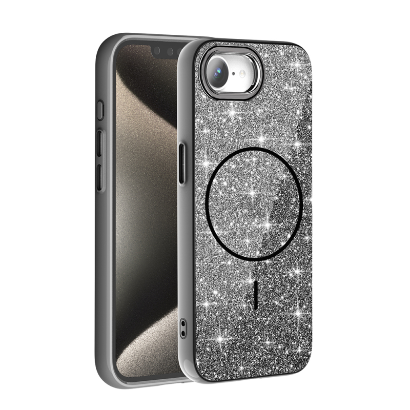 Apple iPhone 17E Case M-safe Charging Enabled Glowing Glitter Zore Okso Cover - 3