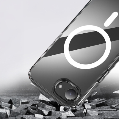 Apple iPhone 17E Case M-safe Charging Enabled Transparent Hard PC Zore Embossed Cover - 4