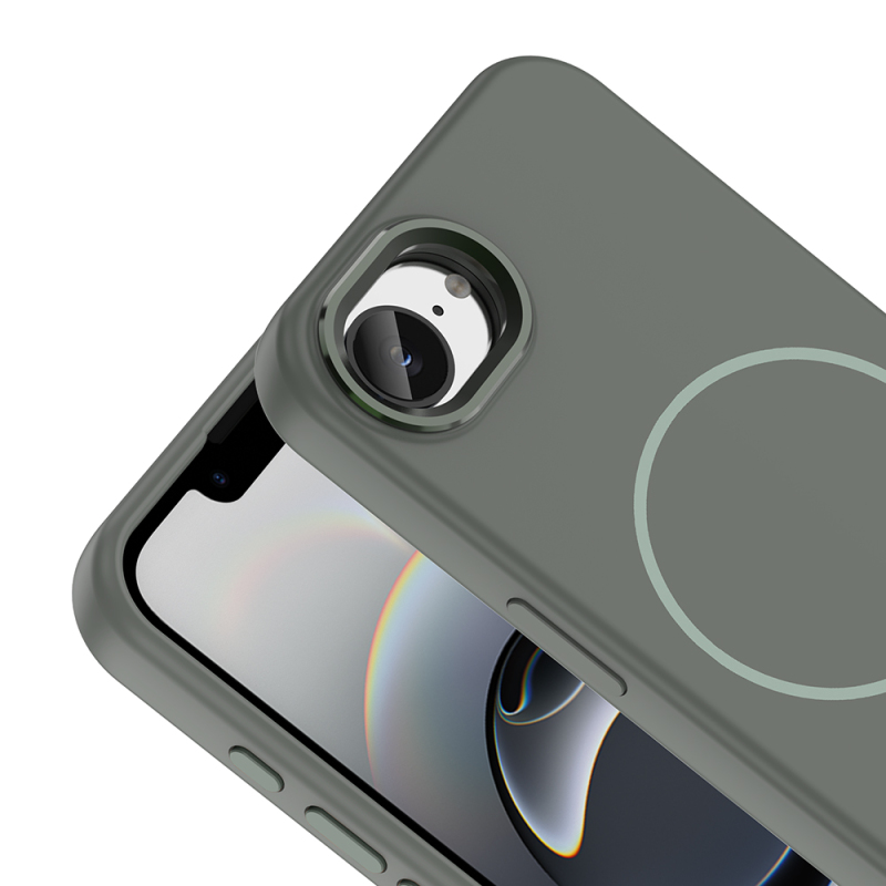 Apple iPhone 17E Case M-Safe Charging Feature Metal Camera Frame Zore Edi Silicone Cover - 5